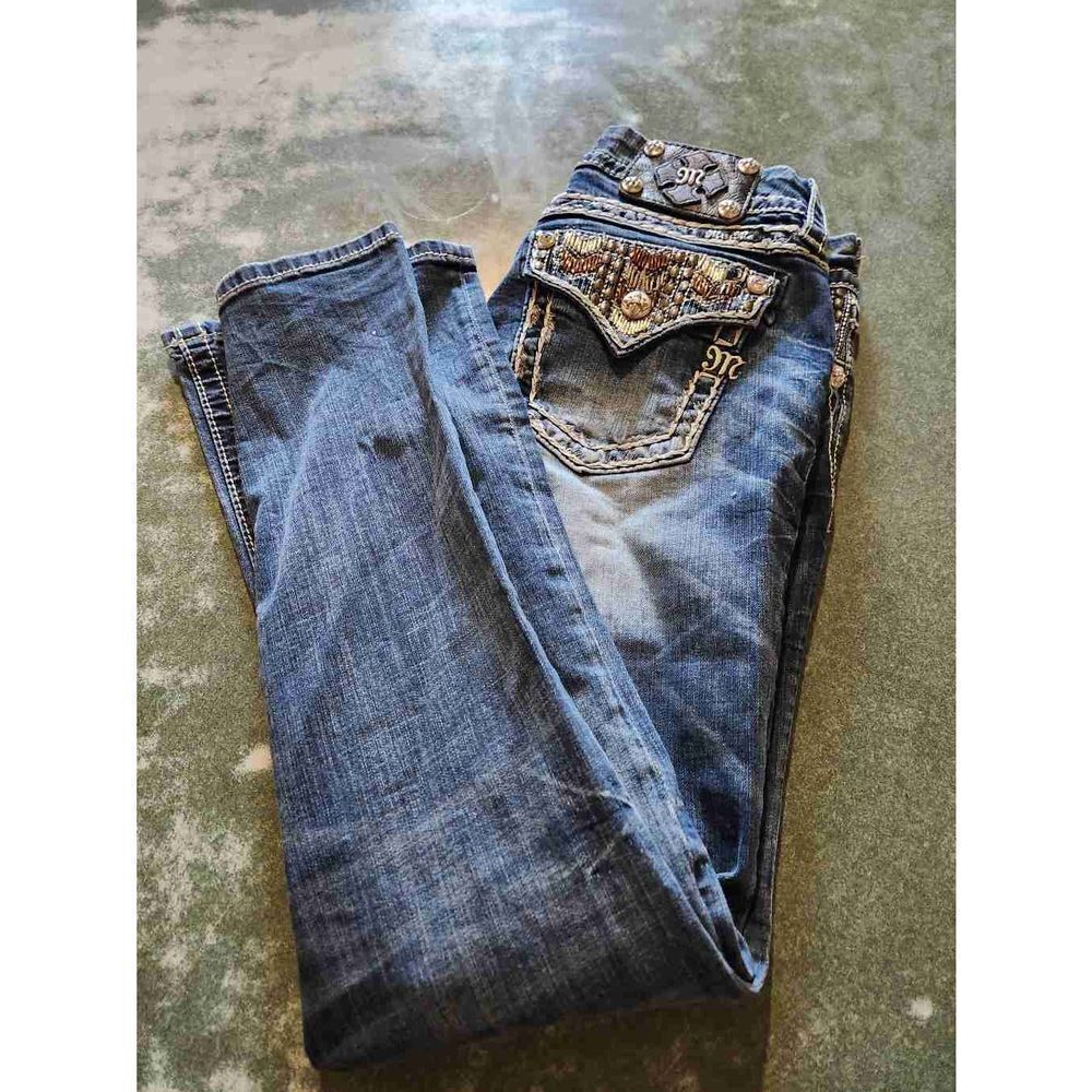 Miss Me blingy beaded pocket boot cut jeans sz 28x31